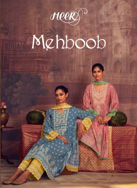 Meheboob By Kimora Heer Muslin Print Embroidery Designer Salwar Suits Wholesale Price In Surat
 Catalog